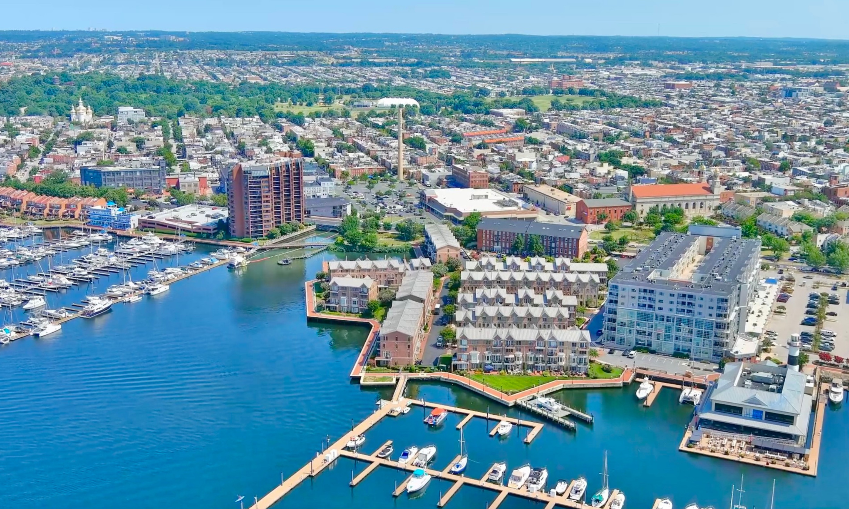 Aerial view of Canton and the Baltimore waterfront